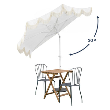 Beverly 9 ft. Designer Classic Scalloped Fringe Half Market Patio Umbrella